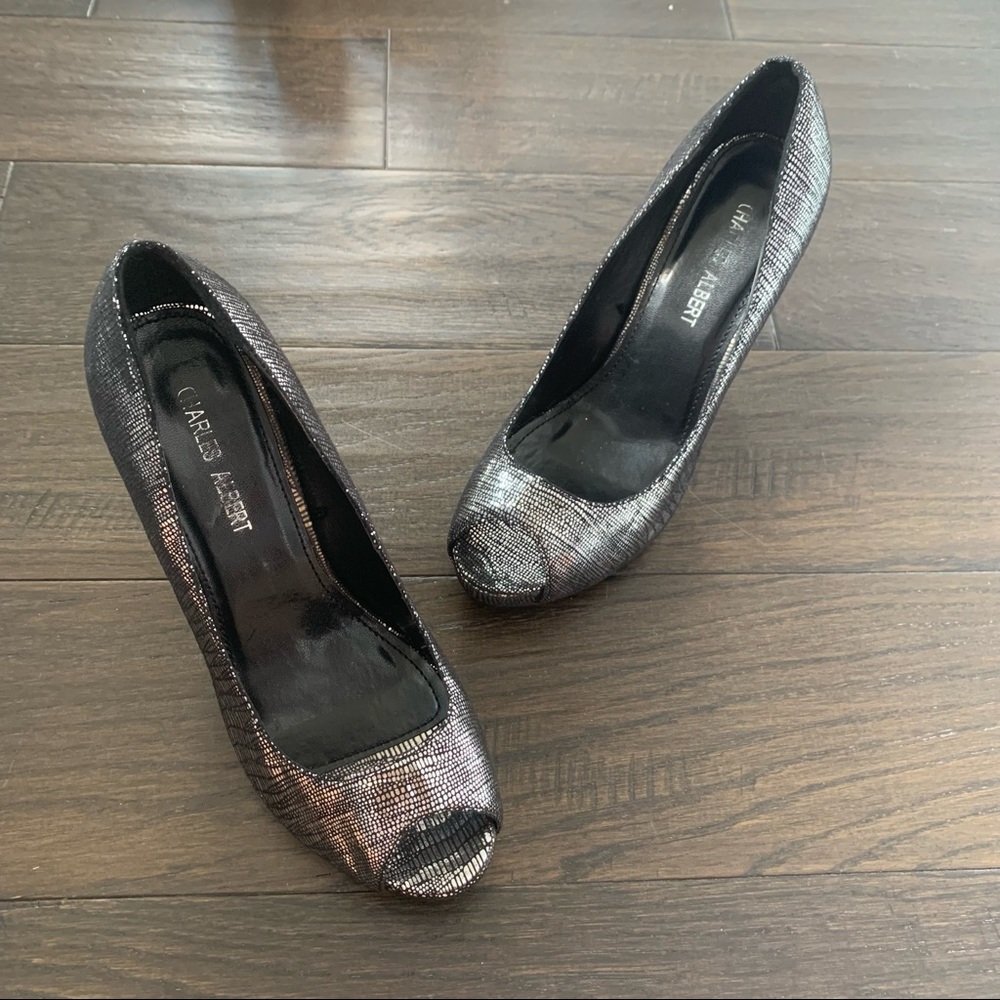 Charles Albert Size 6.5 Silver 4.5 Inch High Heels